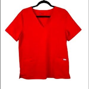 Red Casma three pocket scrub top